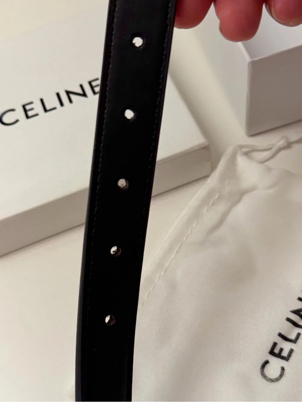 Celine Black Leather Belt with Gold Triomphe Buckle